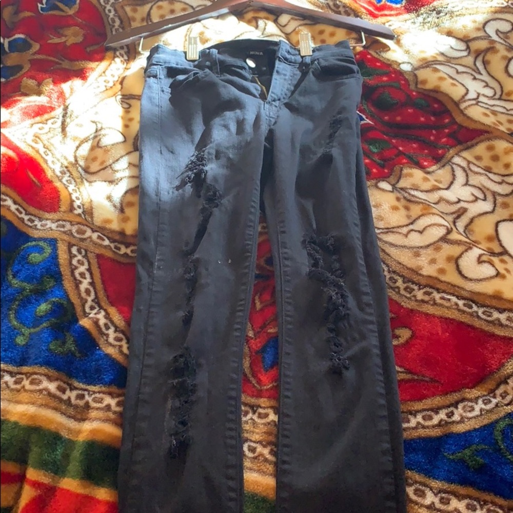 Fashion Nova Black Ripped Skinny Jeans